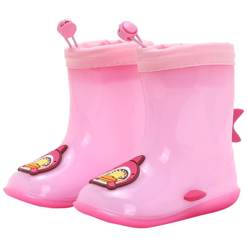 B.Duck Children's Soft-Soled All-Season Rain Boots, Cute Cartoon Design for Boys And Girls, Model 0902, Pink, Size 22
