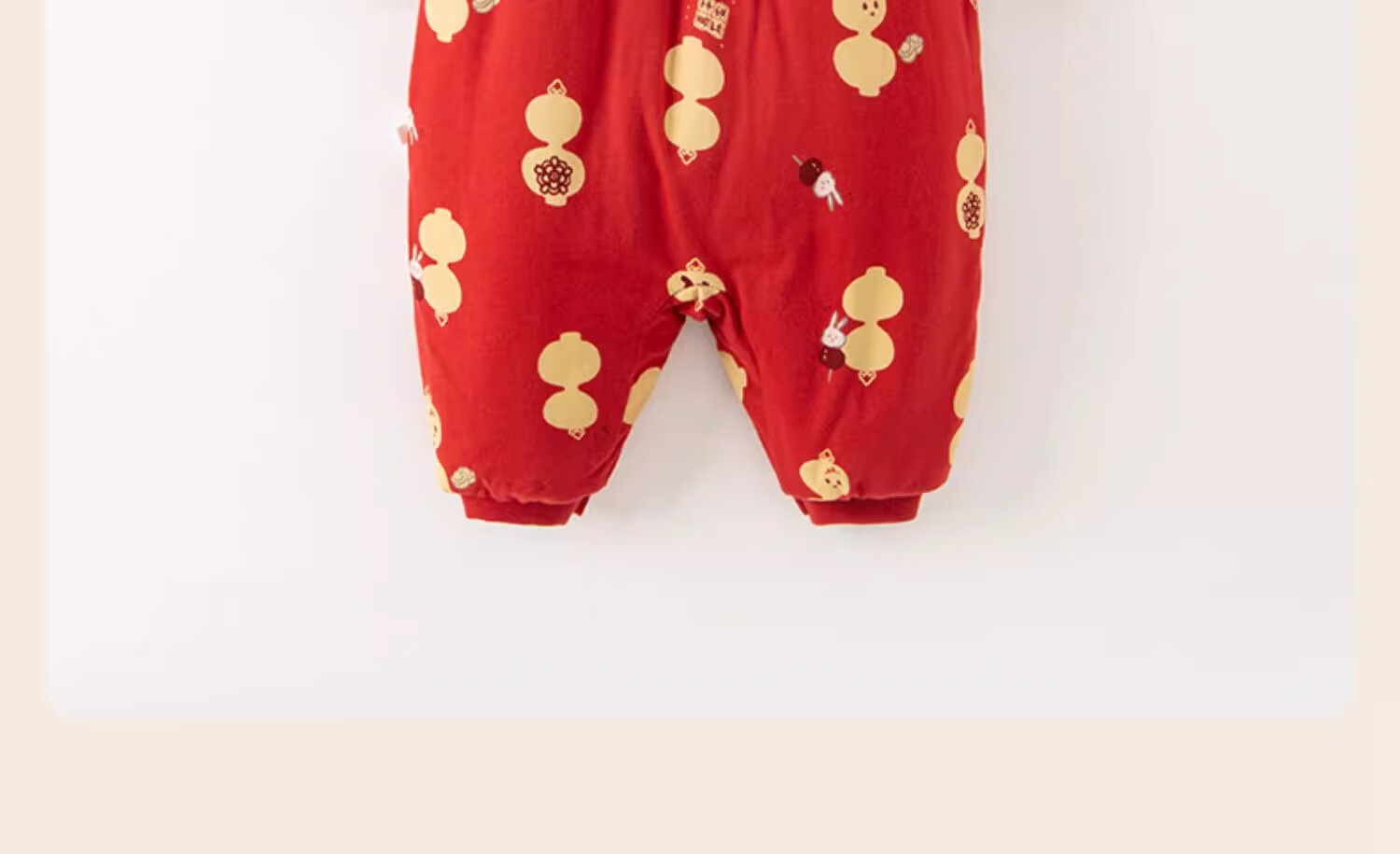 DAVE & BELLA Newborn Quilted New Year Romper Autumn Winter Baby Girl Red One-Piece Cotton Outfit Traditional Style 8