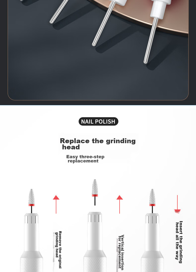 Yushangjiaren Nail Drill Machine, Electric Grinding Tool, Manicure Instrument, Nail Remover, Polishing Tool, Rechargeable with 12 Heads 12
