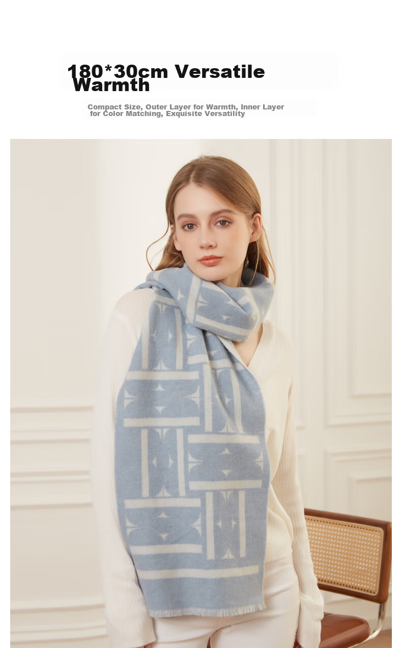 ELLE [Gift Box] 100% Wool Scarf for Men And Women, Autumn And Winter Warm Neck Warmer Shawl, Birthday Gift, Mid-Autumn Festival Present 9