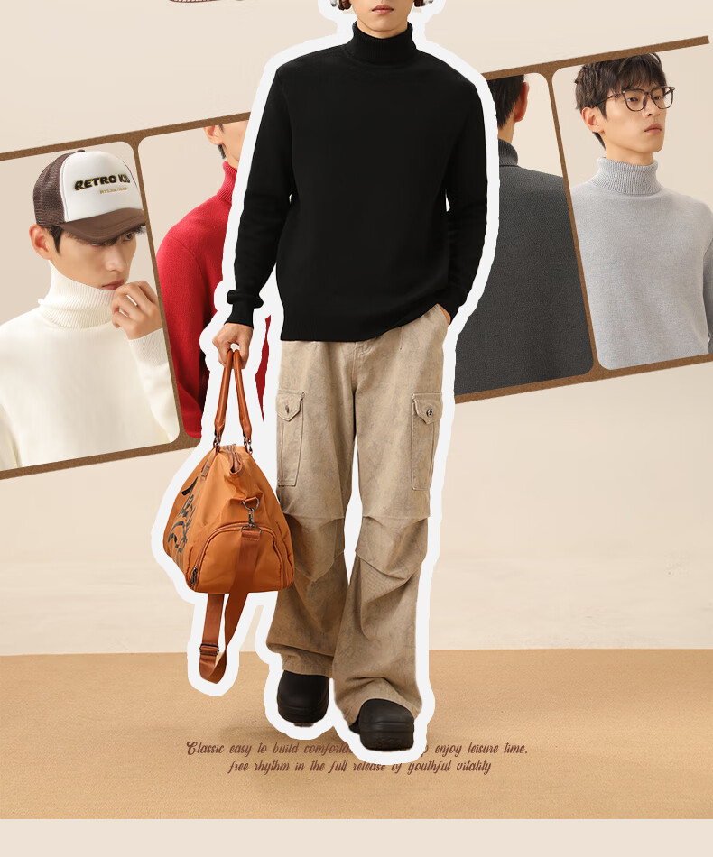 GENIOLAMODE Men's Turtleneck Sweater, Winter Fleece-Lined Thick Base Layer Inner Wear Knit Top for Men, Coffee Color, Size M 1