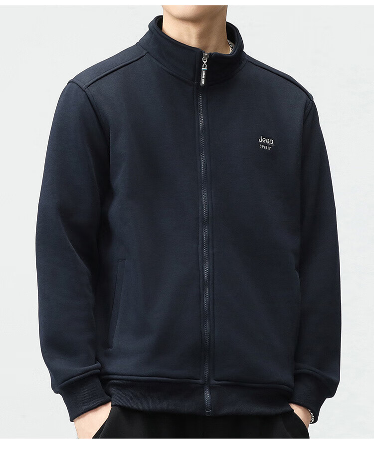 JEEP SPIRIT Men's Jacket, Sweatshirt for Autumn, Loose Casual Trendy Stand-Collar Top, Black, XL 21