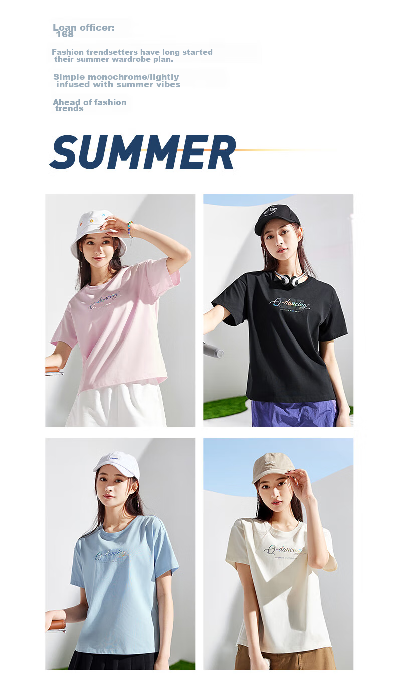 QIAODAN Women's Short-Sleeve T-Shirt, Breathable Summer Round Neck Cotton Sports Casual Tee Top for Wome 2