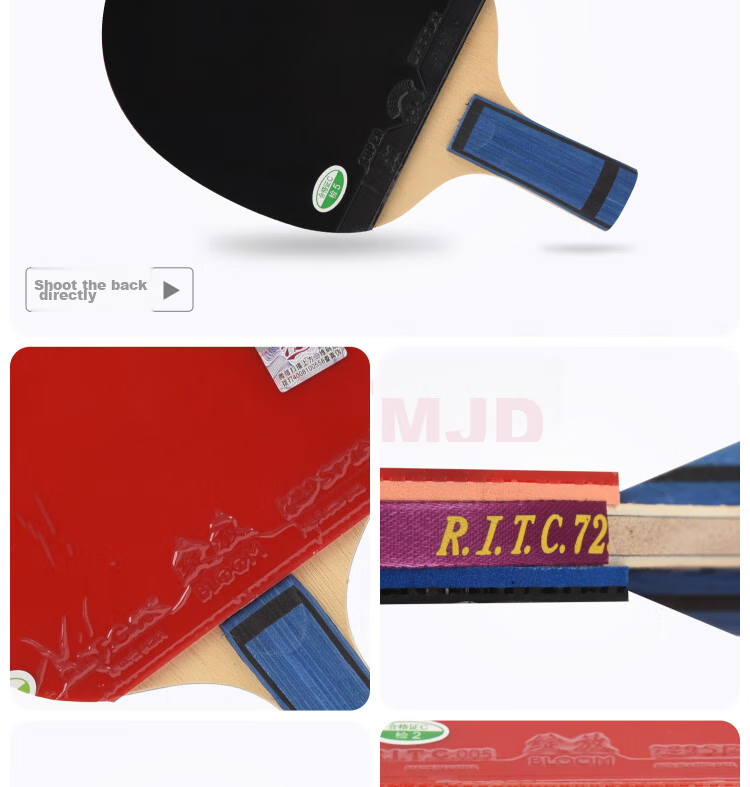 729 Table Tennis Paddle Horizontal Handle 6-Star Double-Sided Racket Colorful Six-Star Carbon Fiber Ping Pong Paddle Double-Sided Reverse Rubber 5