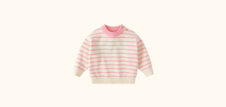Dudu Baby Striped Sweater Winter Warm Top Children's Clothing Infant Girls Winter Wear Blue Gray White Stripes 11