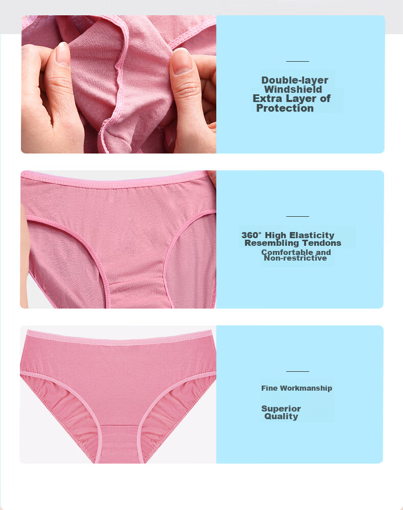 Briars Disposable Pure Cotton Underwear for Women, Travel-Friendly No-Wash Shorts, Portable Individual Pack, Five-Pack, Women's XL Size 9