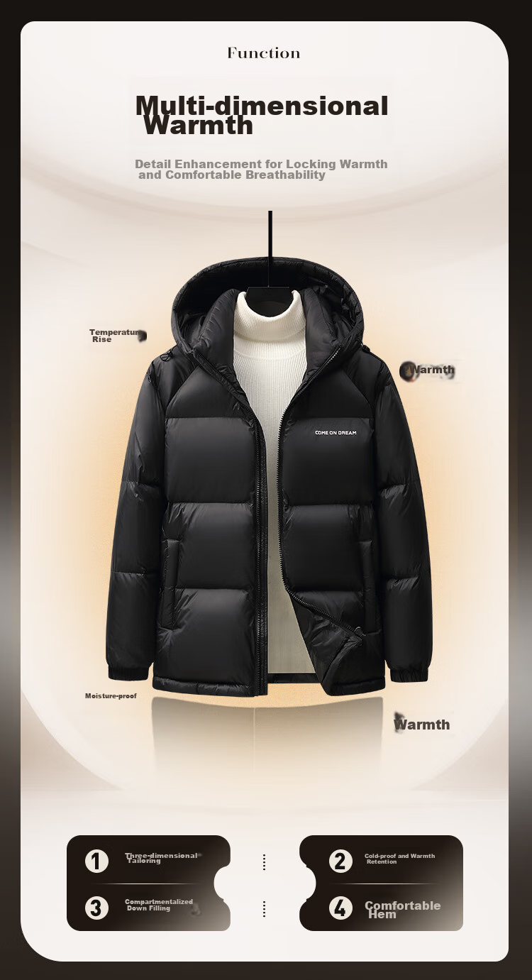 SNOWFLYING Autumn And Winter New Down Jacket for Men And Women, Short Hooded Fashion Puffer Coat, 90% Down, Thickened Warm Outerwear 5