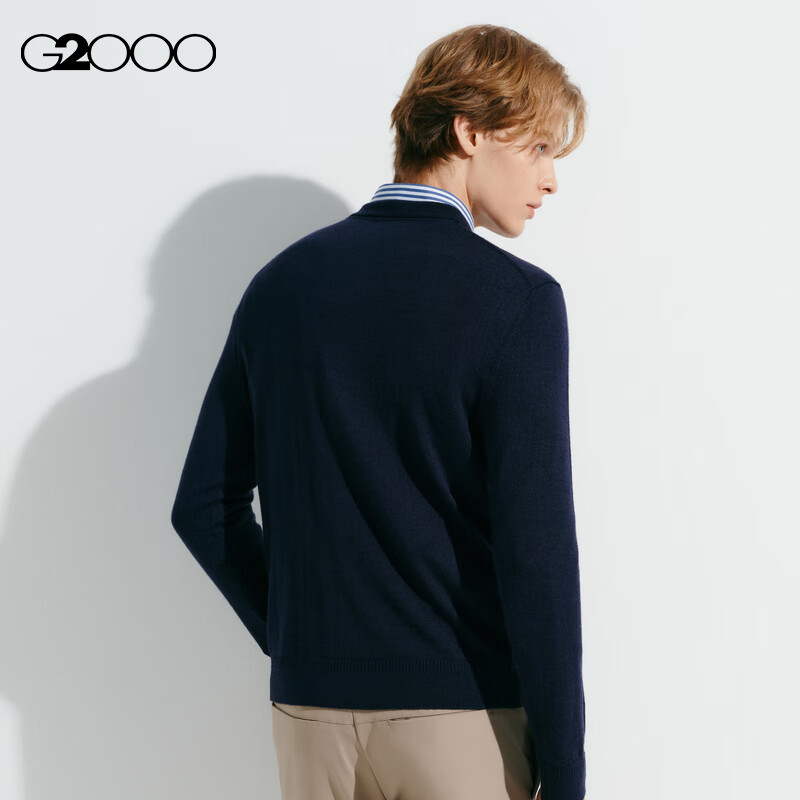 G2000 [Sheep Wool Blend] Mall-Matching Soft Comfortable Casual Versatile Sweater, Deep Indigo Blue, 2L