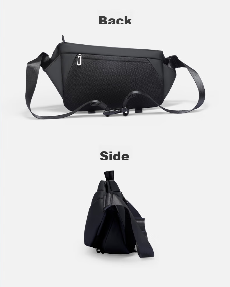 MARK RYDEN Shoulder Bag, Sports Large Capacity Crossbody Bag, Motorcycle Chest Pack, Trendy Multifunctional Messenger Bag for Men, MR6108 Elegant Black 12