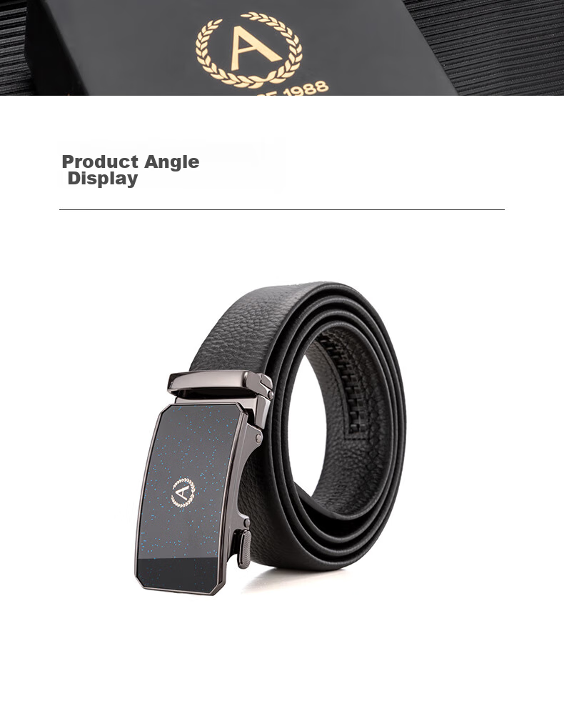 Aokang Men's Belt, Top-Grain Leather, Automatic Buckle, Business Trouser Belt, Birthday Gift for Husband 13