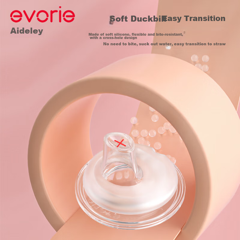 Evorie Nipple Set, Wide-Neck Straw Nipple Set for Babies 6 Months And Above