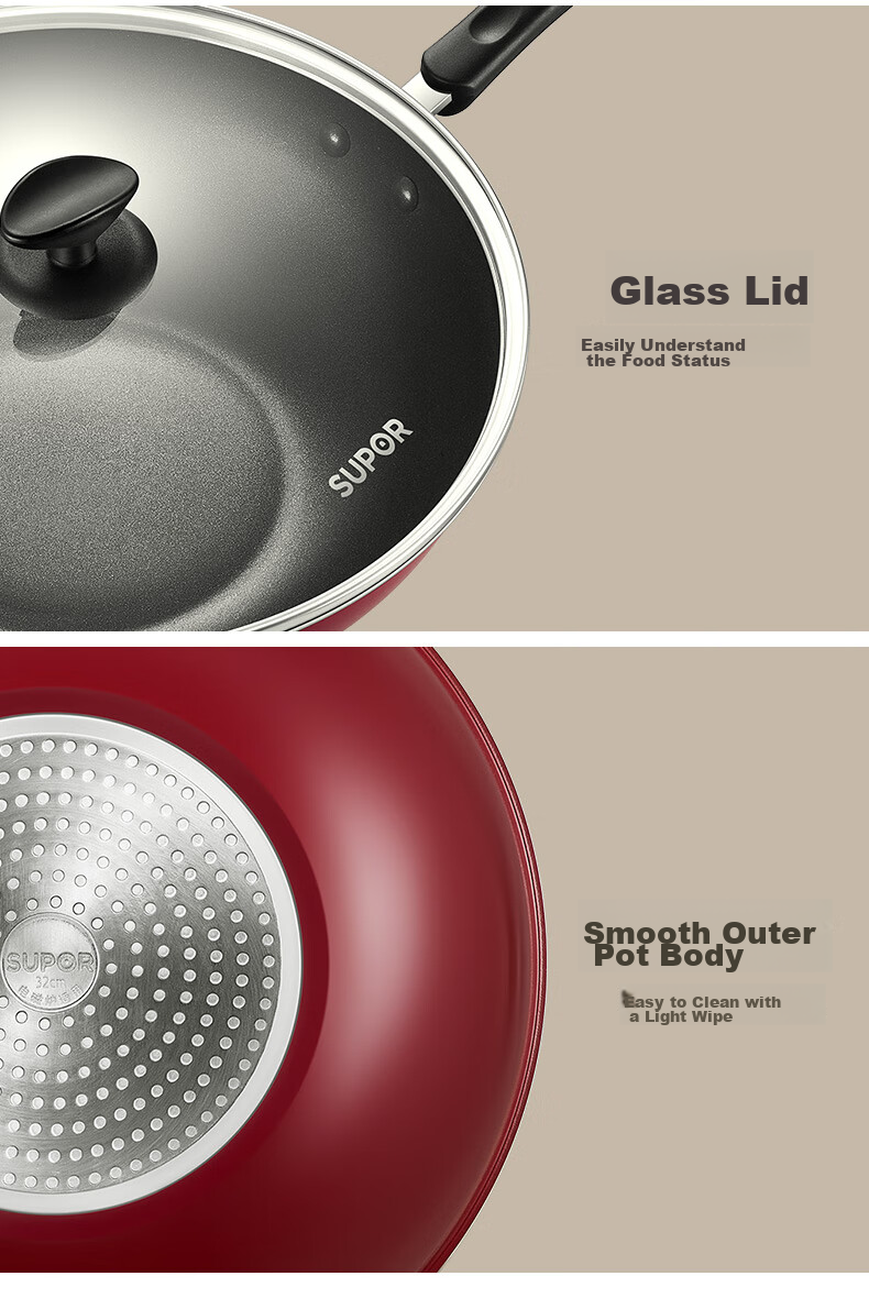 SUPOR Non-Stick Wok, 30cm, Compatible with Induction And Gas Stoves, Healthy Cooking Pan, Frying Pan, PC30S1 19