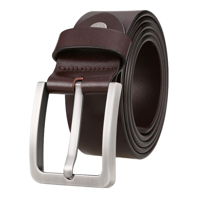 Cattlesboss Genuine Leather Belt for Men, Pin Buckle, Top-Grain Cowhide Waistband, 3037 Qixi Gift, Dark Brown, 115cm