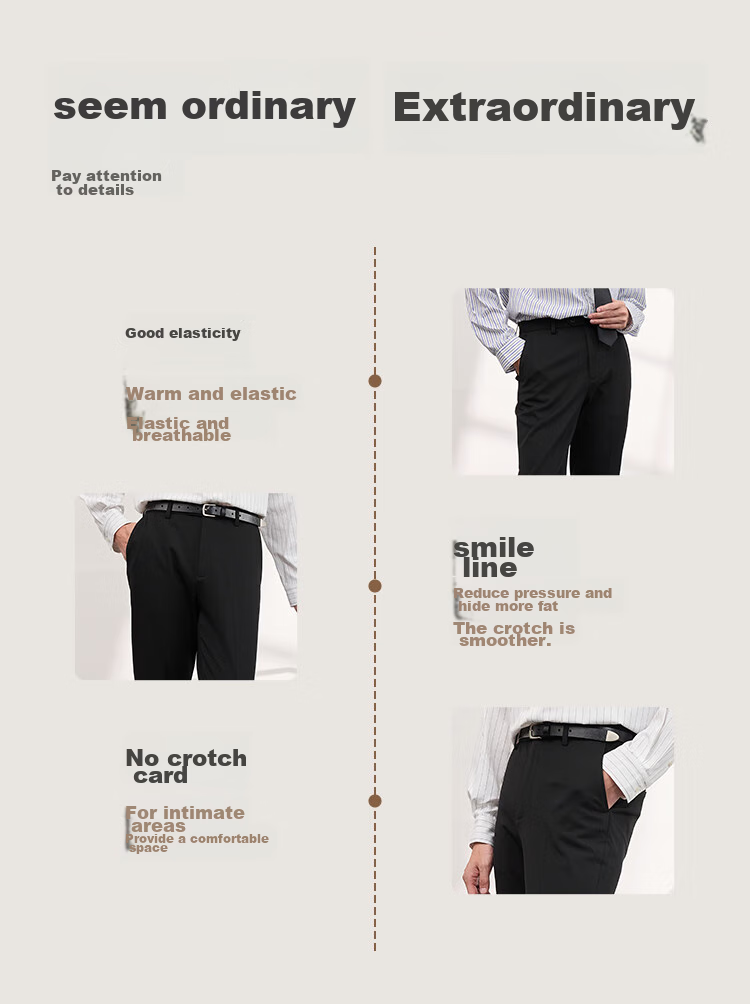 JD Original Men's Dress Pants, Casual Straight-Leg Wrinkle-Resistant Fleece-Lined Suit Trousers, Gift for Men, Black, Size 35 11