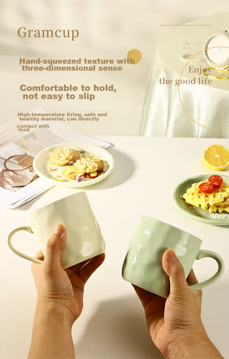 CAIZHI Mug Ceramic Cup for Home Use, Student Tea Infuser Cup, Office Coffee Cup Cream Yellow CZ6787 7