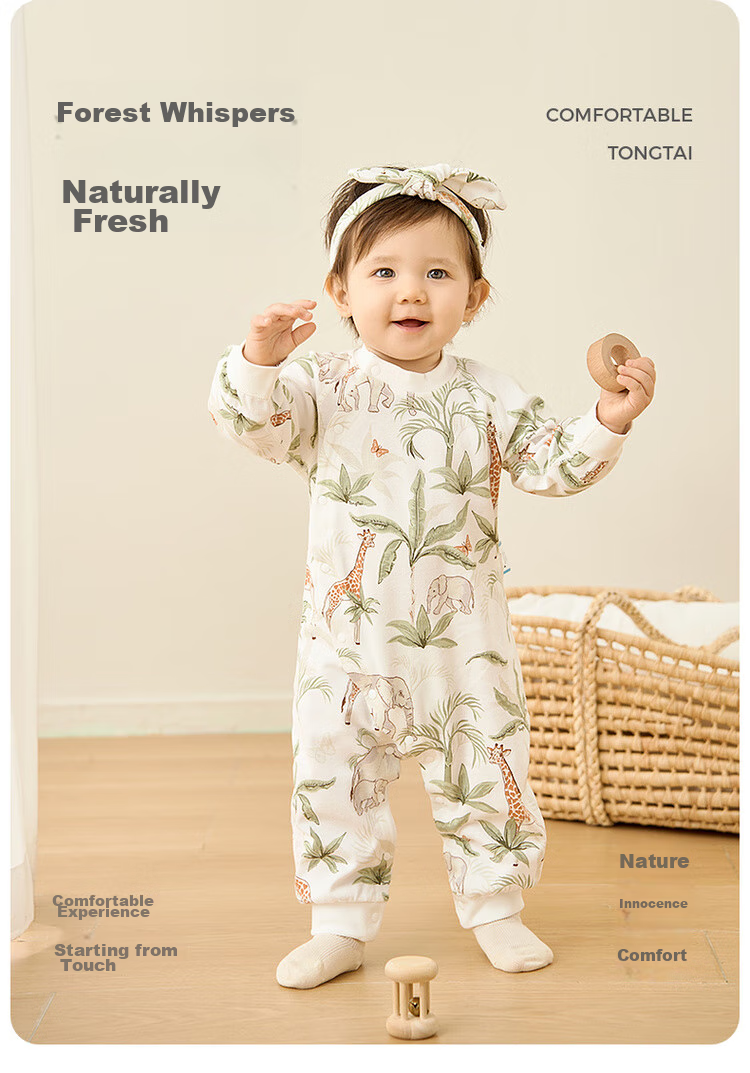 TONGTAI Newborn Onesie, Baby Clothes, Infant Romper, All-Season Children's Loungewear, Crawling Suit, Green, 59cm 2
