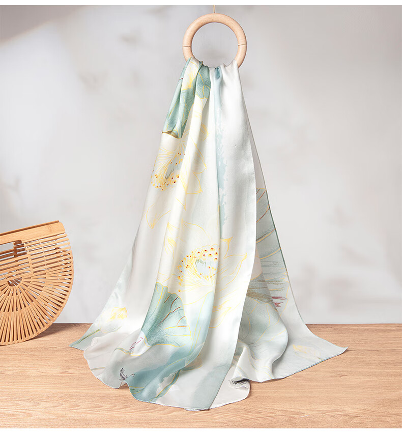 Zhijinlou 100% Mulberry Silk Printed Scarf for Women Traditional Chinese Style Sun Protection Decorative Shawl Birthday Gift 9