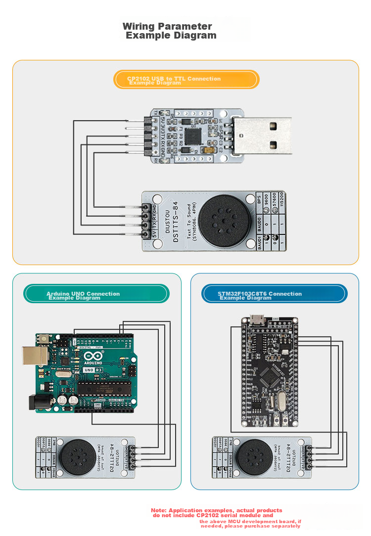 Diushitou SYN8086 Chinese Voice Synthesis Module, TTL Communication, Onboard Microphone, Audio Sensor Module 5