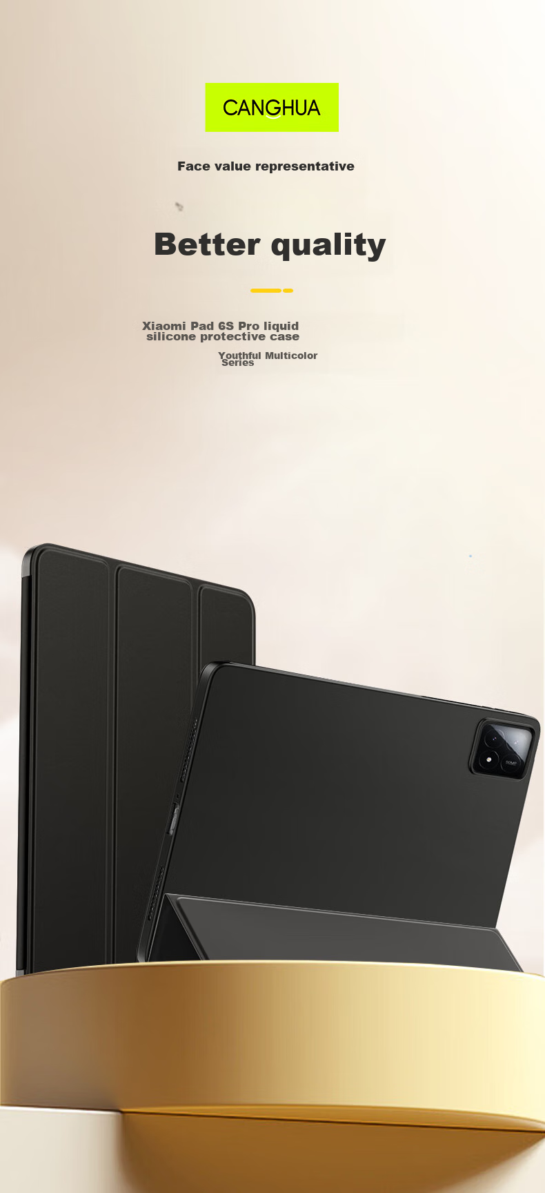 CangHua Protective Case for Xiaomi Pad 6S Pro, 12.4-Inch, 2024 Model, Mi Pad 6S Pro Cover with Tri-Fold Stand, Ultra-Thin Full Protection Anti-Bend Sleep Cover 2