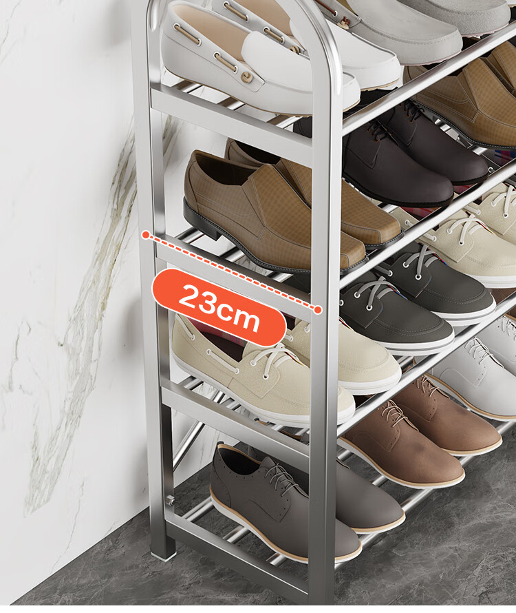 QIAONAMEI Stainless Steel Shoe Rack, Simple Home Entryway Dormitory Indoor Multi-Layer Storage Shoe Rack QNM1107-SR(A) 10
