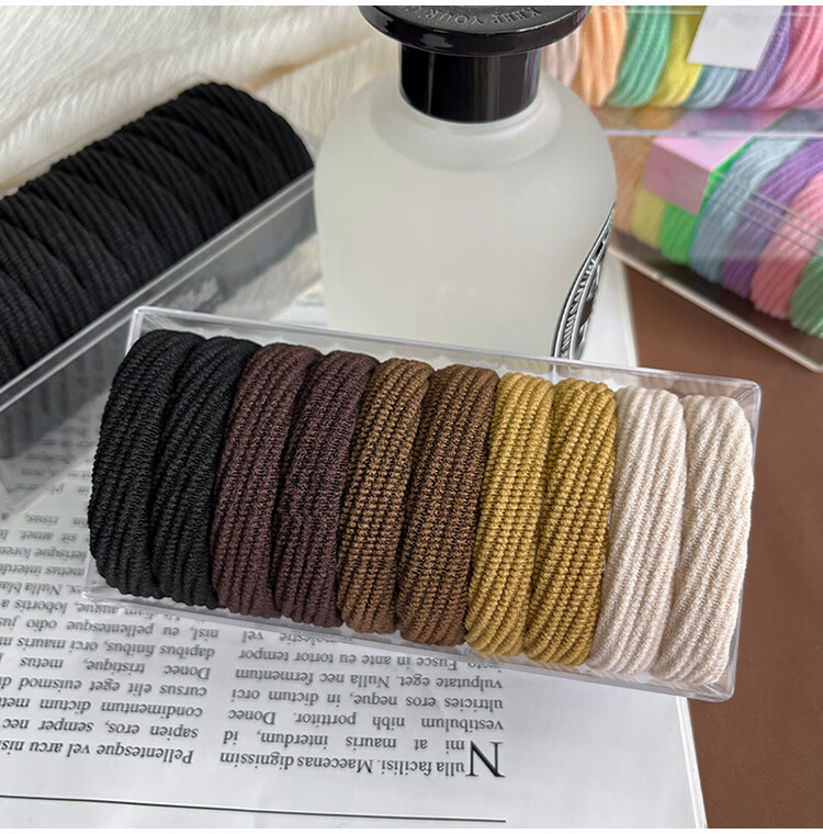Yefili 10-Pack High Ponytail Hair Ties Durable Spiral Hair Bands Elastic Hair Ropes for Women and Students 19