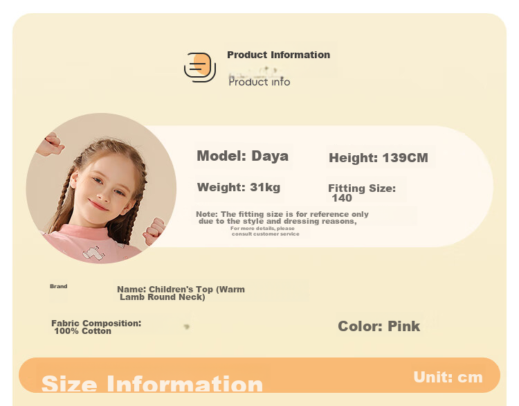 LangSha Children's Thermal Underwear, Girls' Autumn Undershirt, Pure Cotton, for Older Children And Toddlers, Baby Autumn And Winter Pajamas, Single Top, Size 140 9