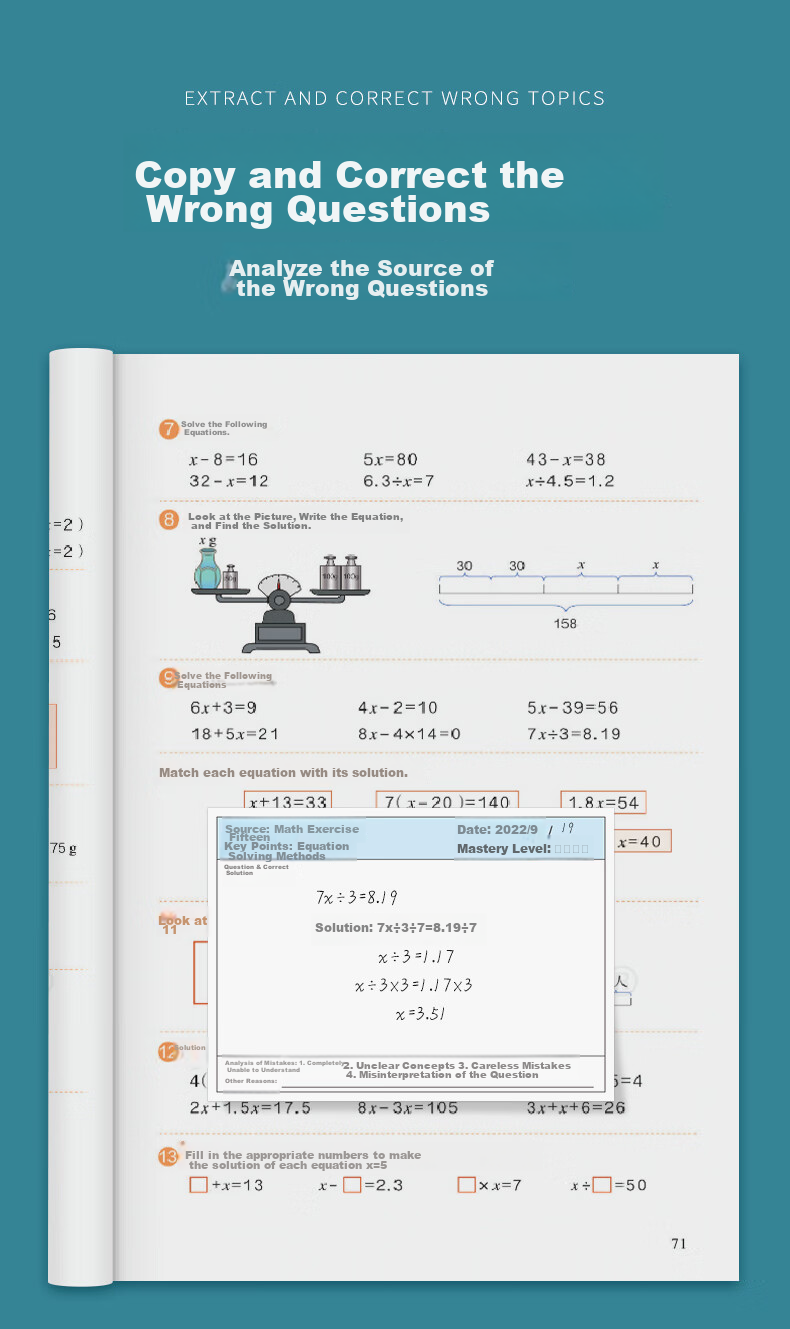 Huaxiawanjuan Upgraded Error Correction Sticky Notes for Students, Vertical Version Universal Style (3 Books/150 Sheets) 1