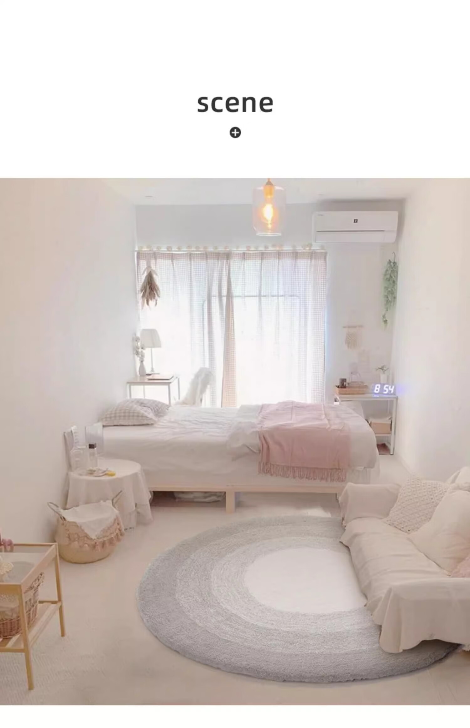 Keecy Non-Slip Round Carpet, Bedroom Ins Style Nordic Simple Living Room Coffee Table Bedside Rug Dressing Table Rug 9