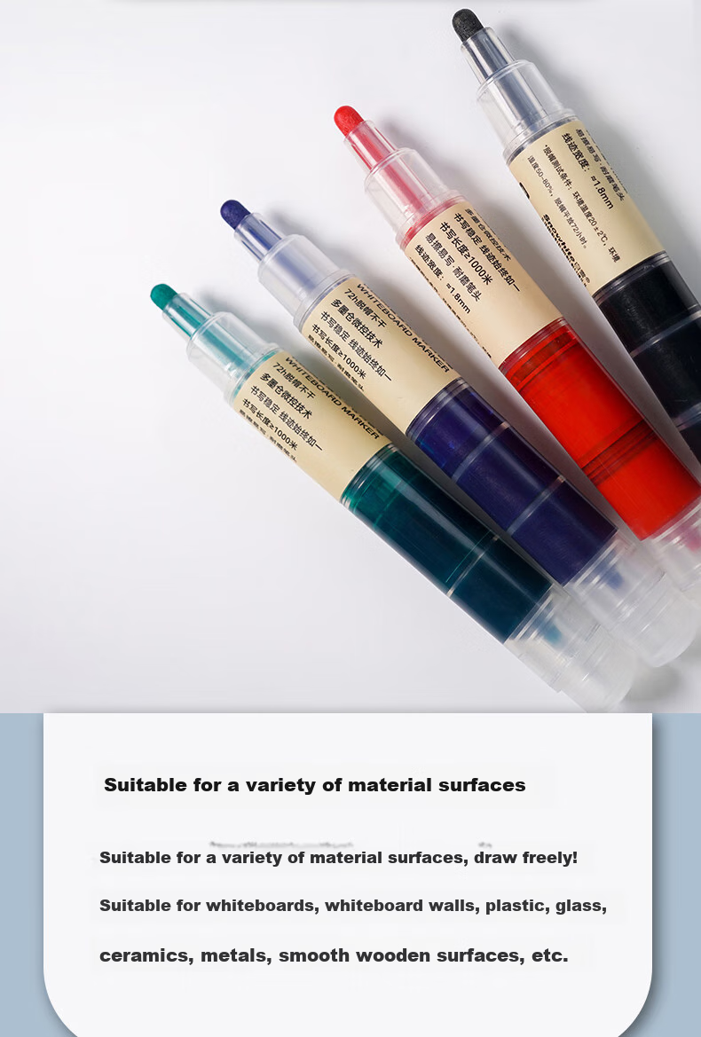 Snowhite Triple-Tank Whiteboard Marker, Large Capacity Thick Barrel, Erasable Colored Marker, Multi-Color Office Supplies, Super Writing WB-598, Black, 5 Pieces 10