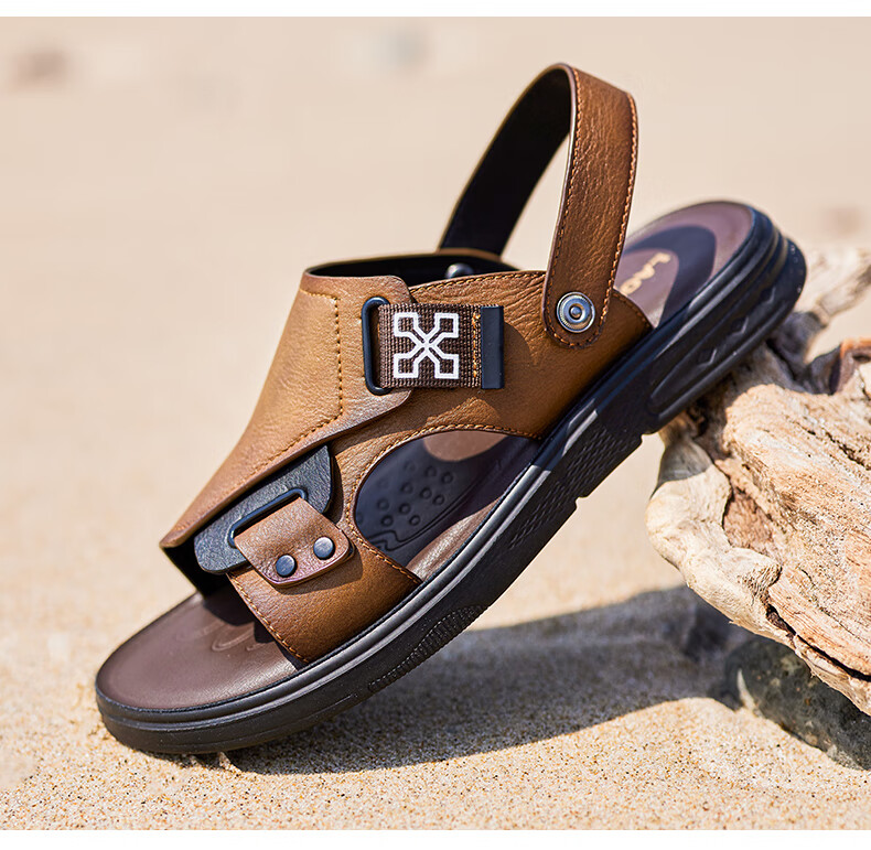 LAORENTOU Men's Beach Sandals, Summer Breathable Lightweight Metal Buckle Sandals, Casual Outdoor Shoes for Men LT13188 Black Size 43 8