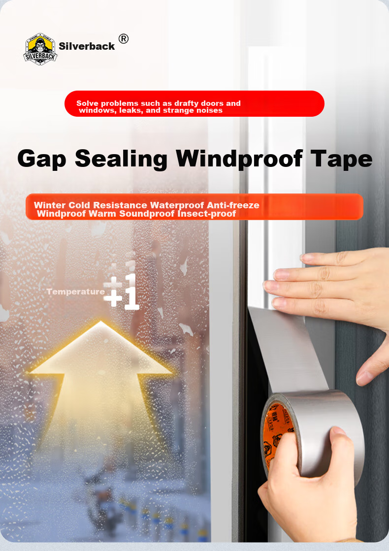 Yinbei Windproof Tape, Window Draft Sealing, Door And Window Gap Waterproofing, Winter Cold-Proofing, Heat Preservation, Invisible, 20m*6cm Black 1