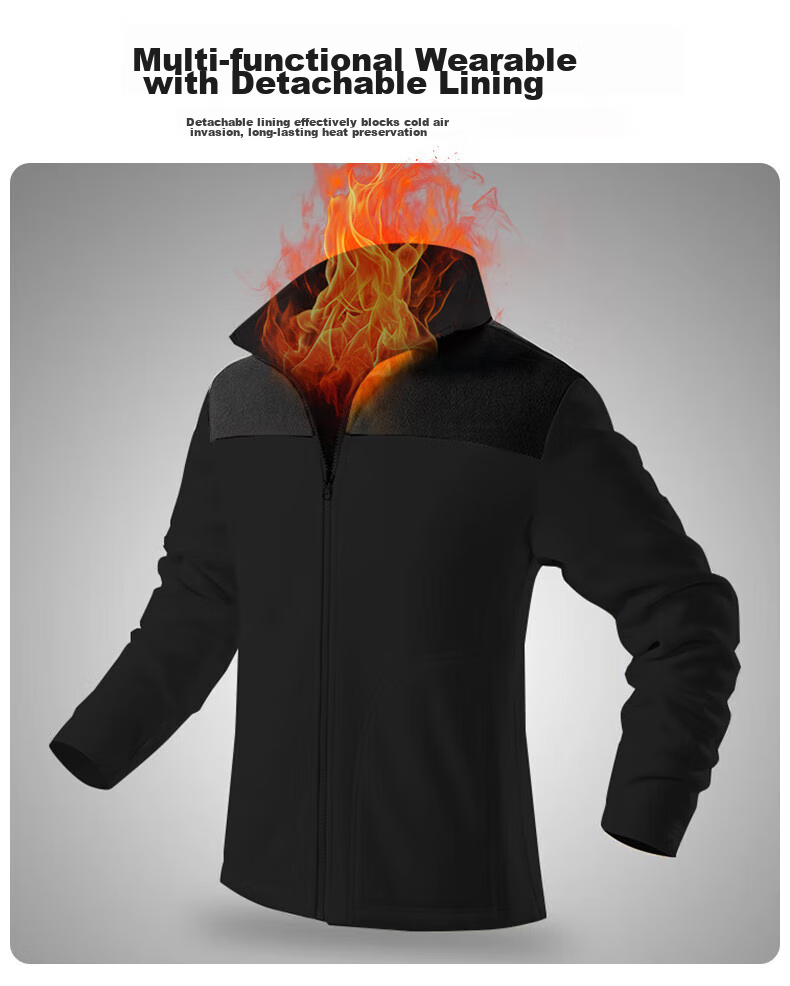 Huili Men's Three-In Fleece-Lined Thickened Detachable Jacket with Fleece Inner Layer for Cold Protection, Warmth And Mountaineering 9