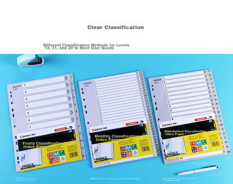 COMIX A4 11-Hole Easy-To Label, Monthly Page Separator Index Paper, 31 Pages (1-31) EX8899 5