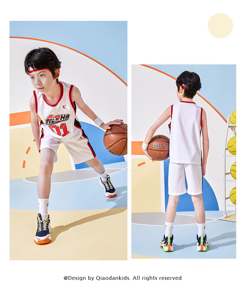 QIAODAN Boys' Basketball Set, Children's Full Size Summer Sports Two-Piece Set, Kids Training Uniform, Dawn Purple/Dawn Purple, Size 175 14