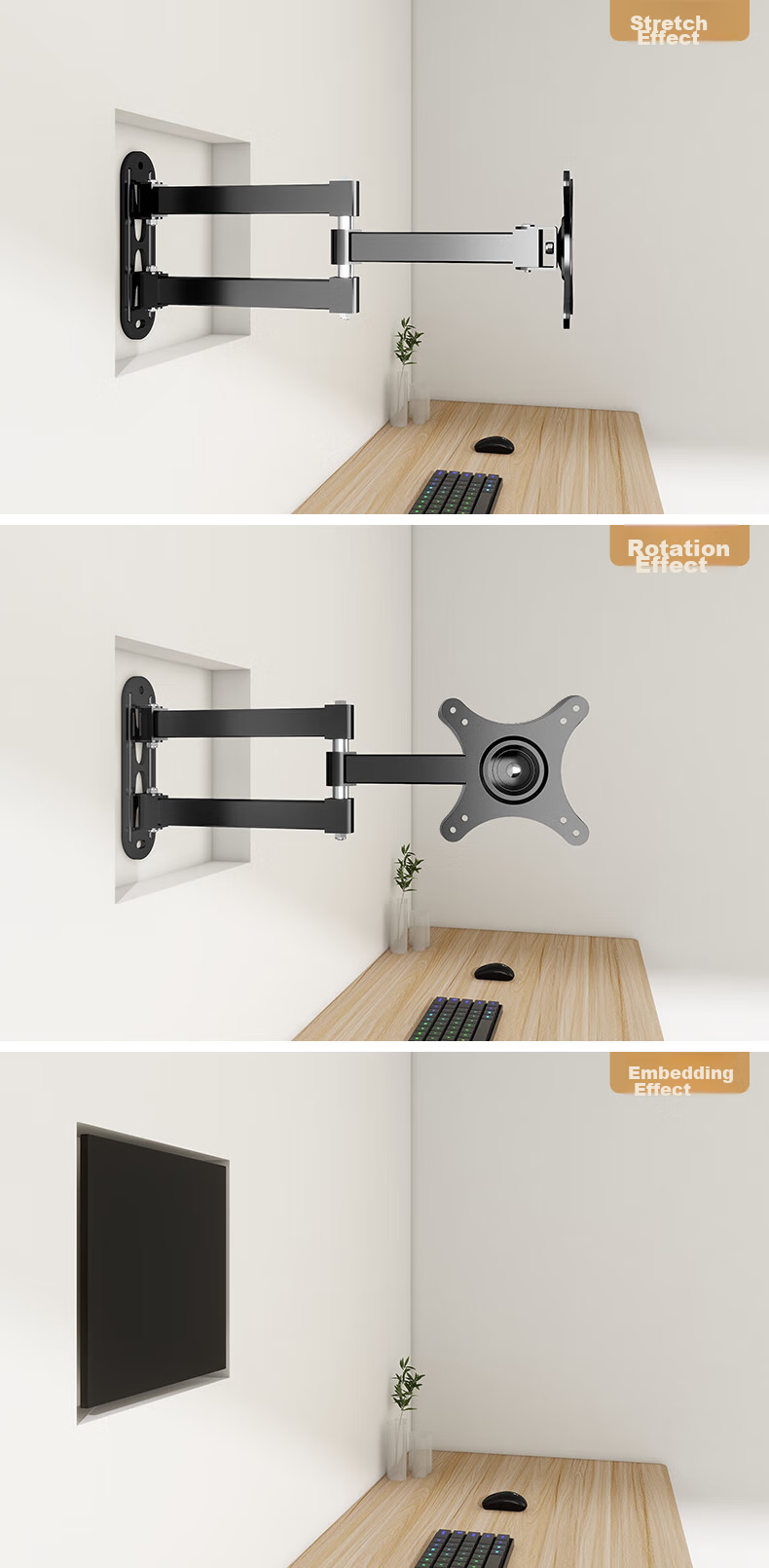 LUCKPRO Monitor Wall Mount Bracket, Computer Monitor Stand Wall Mount, Computer Stand, Monitor Riser, Desktop Wall Mount Bracket 119-01 10