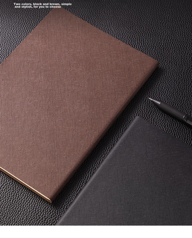 Deli B5/120 Sheets Business Notebook, Leather Cover Office Meeting Diary, Black BP128 10