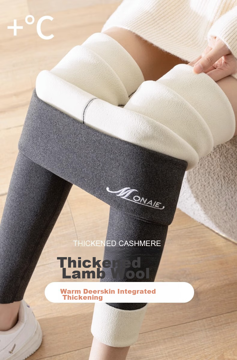 LangSha Women's Thermal Leggings, Suitable for Outer Wear, 10A Grade Antibacterial, High-Waist Lambswool, Warm Pants for Winter, Seamless Tights 1