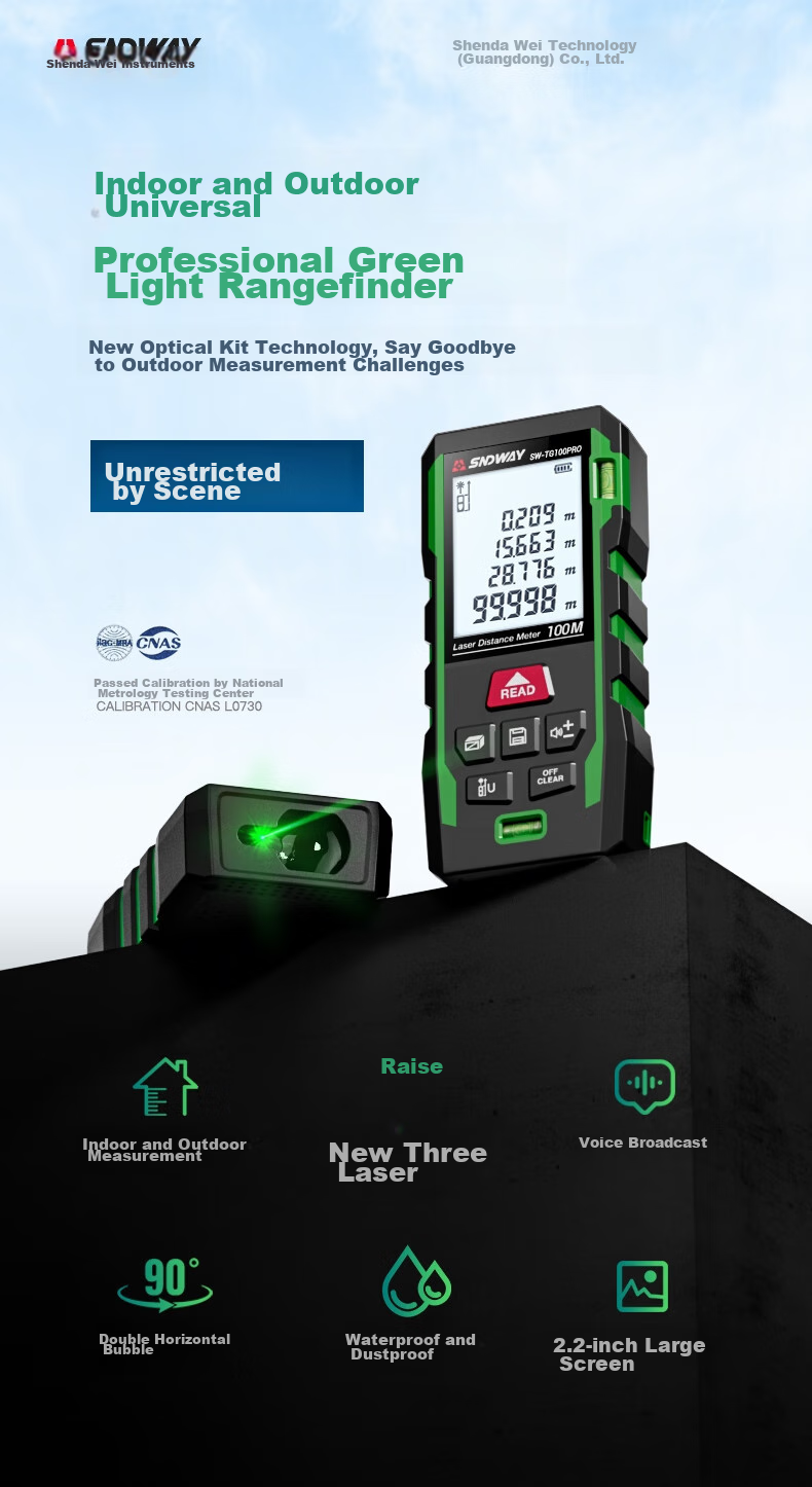 SNDWAY Laser Rangefinder, Infrared High-Precision Electronic Laser Ruler, Outdoor Measuring Device, Green Light SW-TG100Gpro 4