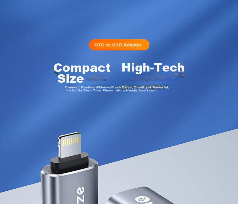 BIAZE Apple OTG Adapter, Lightning to USB Female Converter, IPad Mini IPad Accessory, Aluminum Alloy, Blue 1