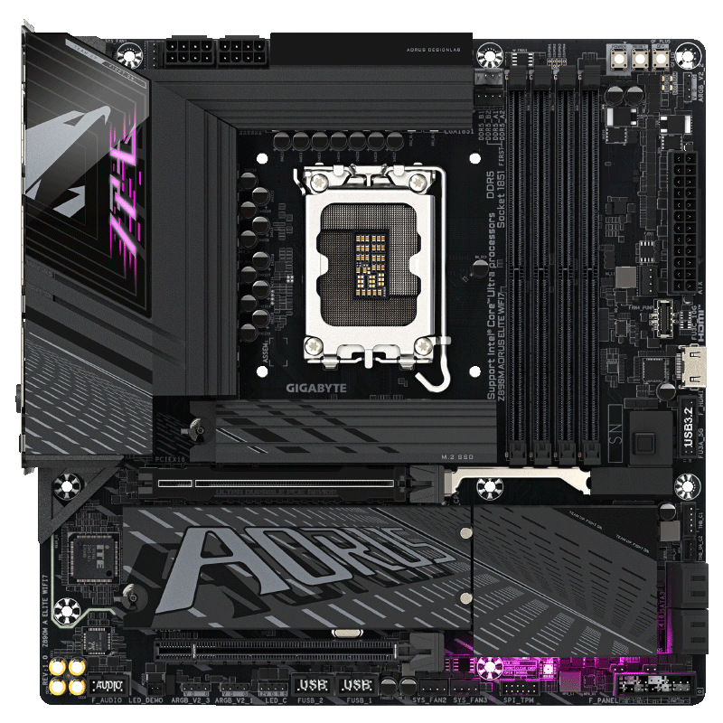 GIGABYTE Xiaodiao Z890M AORUS ELITE WIFI7 DDR5 Motherboard, Supports Intel CPU Ultra 285K 265K 270K PLUS LGA 1851