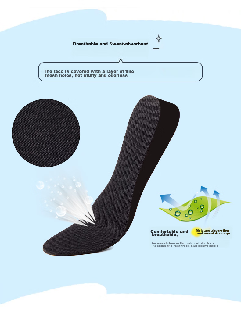 Eleft Invisible Height-Increasing Shoe Insoles for Men And Women, Memory Foam Shock-Absorbing Breathable Sweat-Wicking Full Insoles, Black 1.5CM 5
