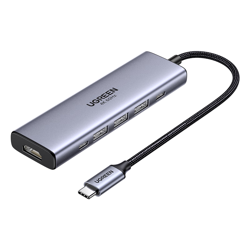 UGREEN Type-C Expansion Dock, USB3.2 High-Speed Hub, HDMI2.0 Screen Mirroring, 4K60Hz Adapter, Compatible with Apple Computers, Interface Converter for Mac, Huawei Laptops, IPad
