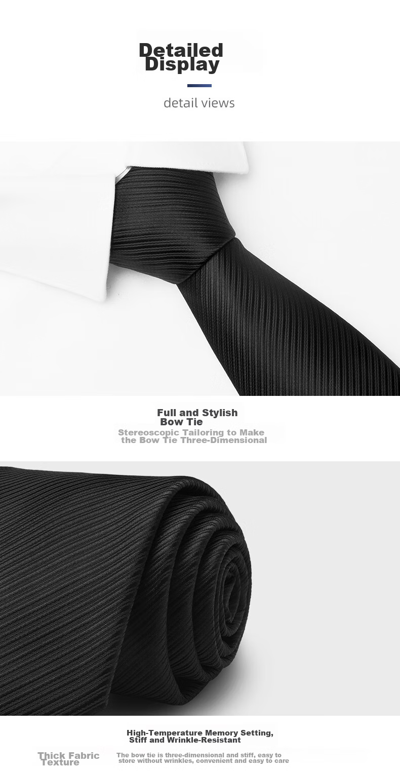 Luomeng Men's Business Formal Necktie, 8cm Hand-Tied, for Interviews, Work, Groomsmen, Wedding Ceremony, Gift Box Packaging 12