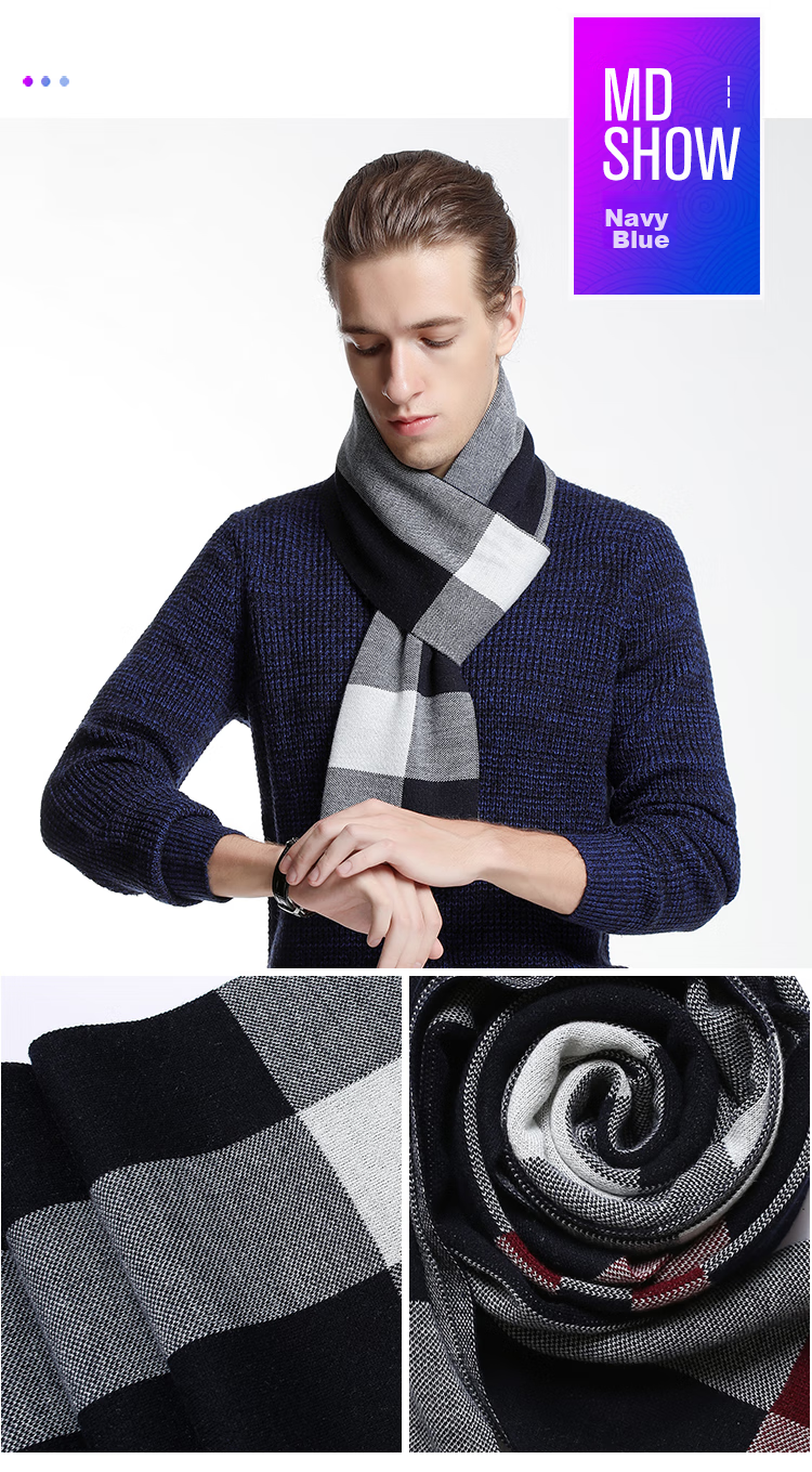 TUCANO Pure Wool Scarf for Men, Winter High-End Neck Warmer, Luxurious Gift for Men And Fathers, New Year Birthday Gift Box 8