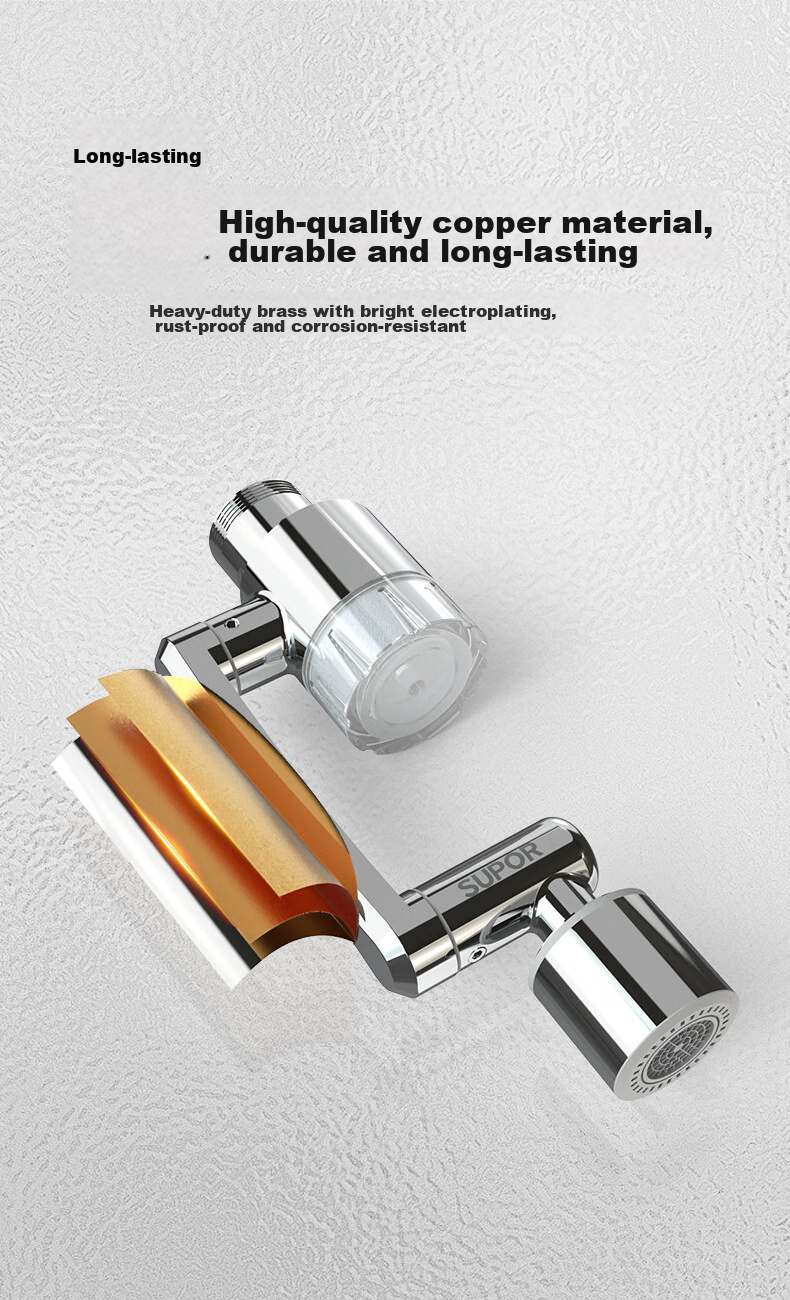 SUPOR Faucet Aerator, 1080 Filter Extender, Kitchen Sink Universal Rotating Splash-Proof Device, Mechanical Arm S 16