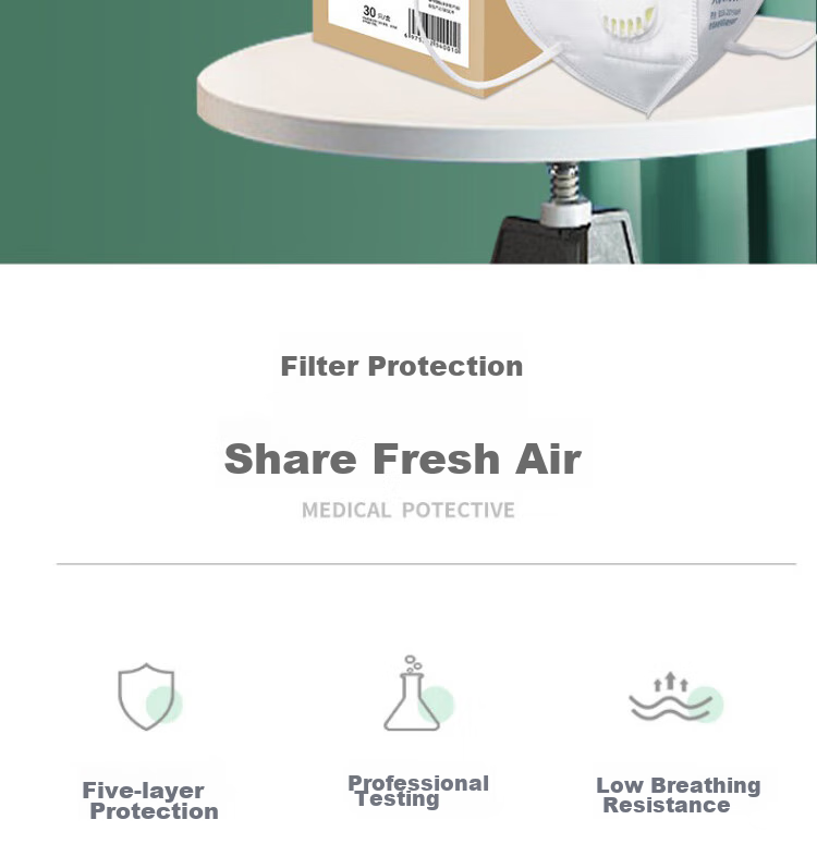 Gongtai KN95 Mask with Exhalation Valve, Protection against Industrial Dust, PM2.5, Influenza, And Droplets, GT9501V, Pack of 30 2