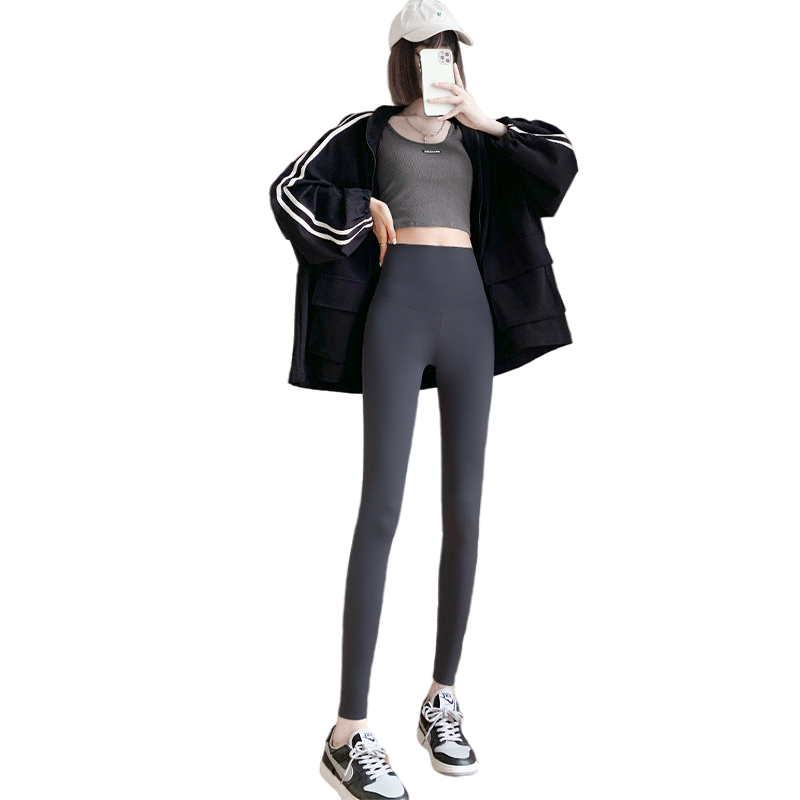 FitonTon Shark Leggings for Women, Autumn And Winter, Butt-Lifting And Tummy Control, High-Waisted, Slightly Compression, Butt-Lifting Band, Tight-Fitting Yoga Pants, Gray, L