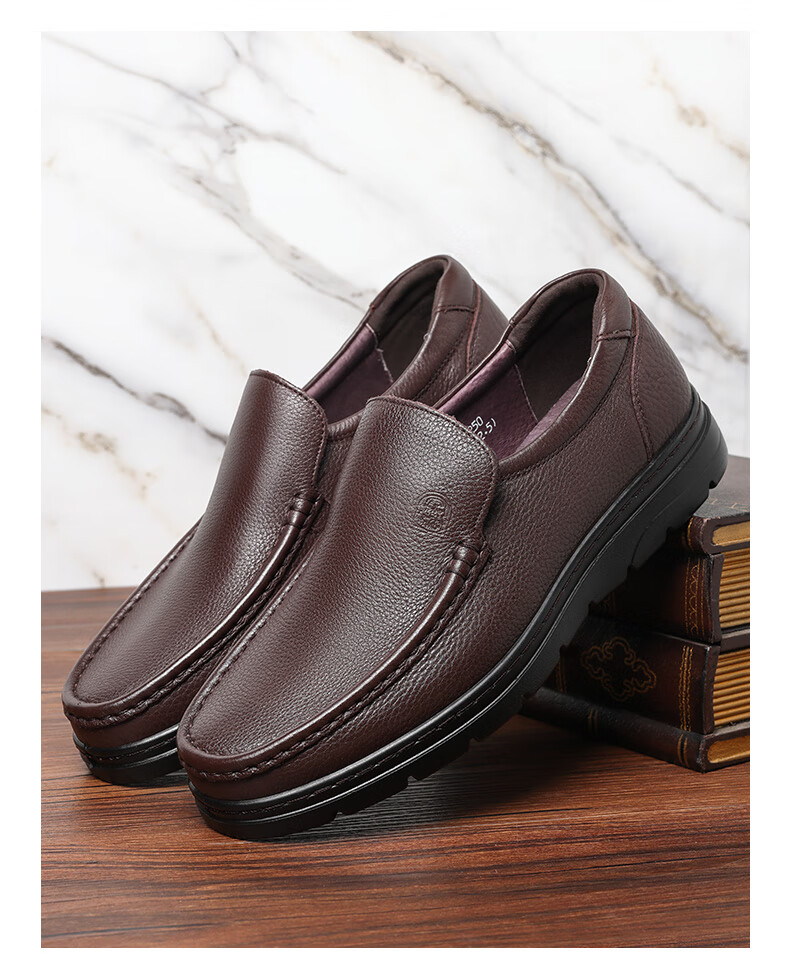 LAORENTOU Men's Leather Business Casual Slip-On Shoes Durable Comfortable Black 38 87201760 16