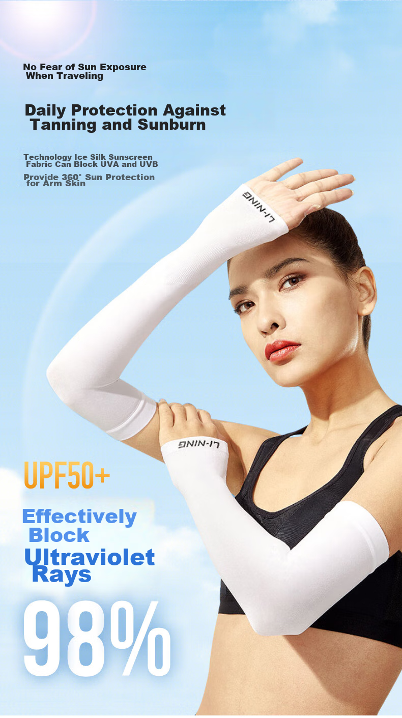 Li-Ning Cycling Ice Sleeves for Men And Women, Sun Protection Arm Sleeves, Silk-Like Sleeves for Summer, Anti-Sun Protection Arm Guards, UV Protection Cool Sleeves 3