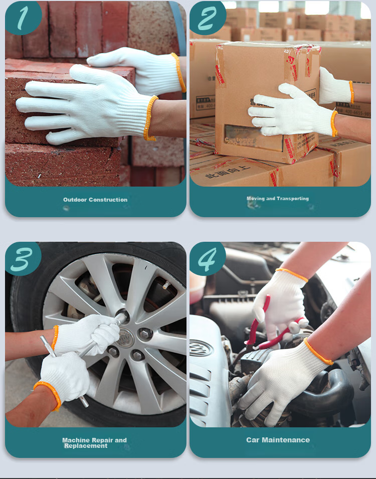 Xinyuechanghui Work Gloves, Thick Cotton Yarn Gloves, Non-Slip Wear-Resistant Construction Site Work Protective White Gloves B11409, Jingcang Express Delivery | 660 Fleece-Lined Polyester 24 Pairs 14